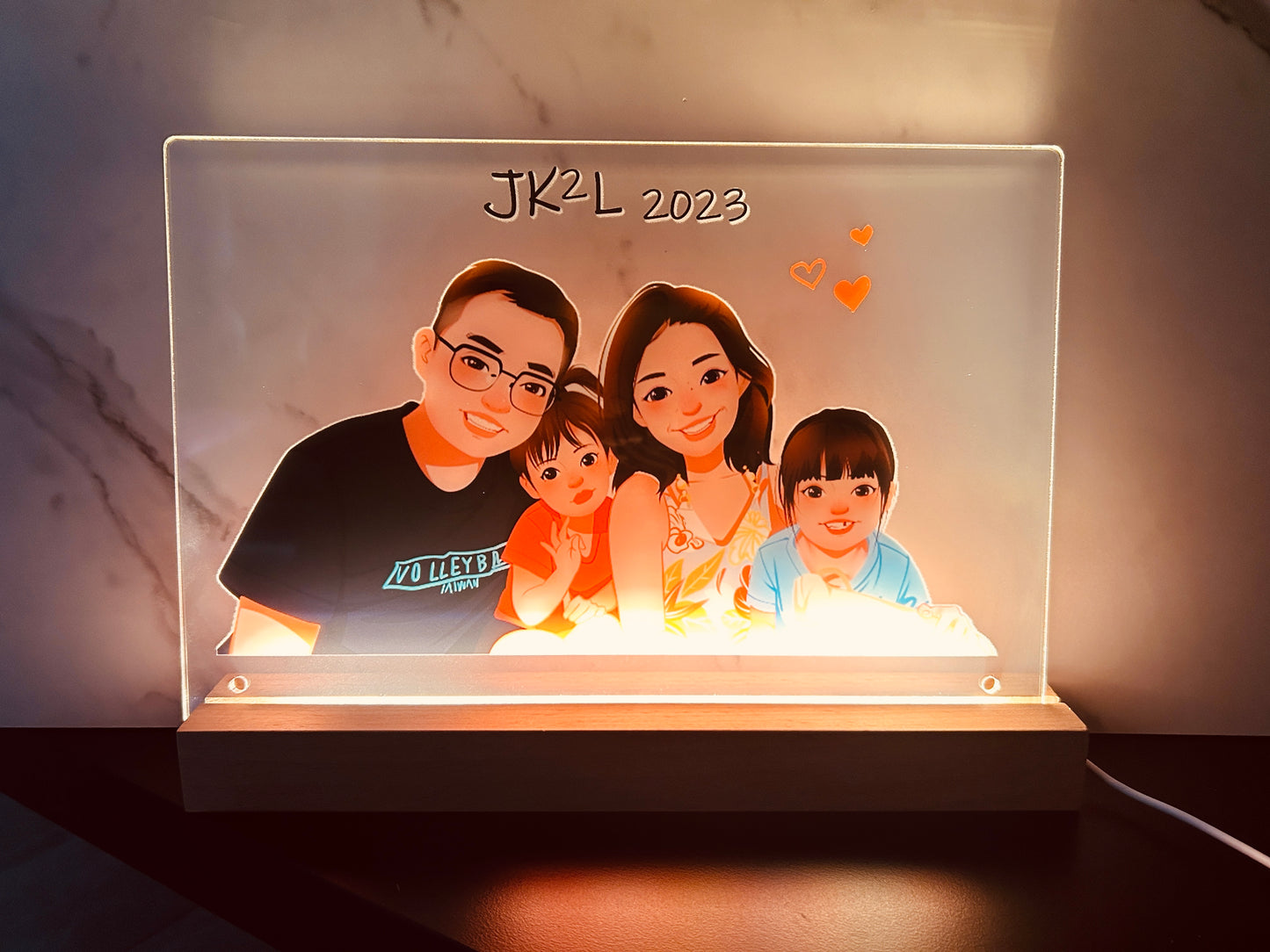 Illustrated Acrylic Portrait with night light