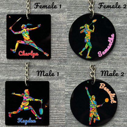 Acrylic Sports Keychain - Badminton