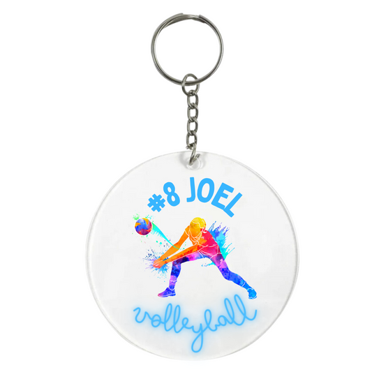 Acrylic Sports Keychain - Volleyball (Dig & Spike)